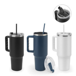 Egotier 94373 - Large stainless steel travel cup (91% recycled) with vacuum insulated double wall and a matt finish 1300 mL