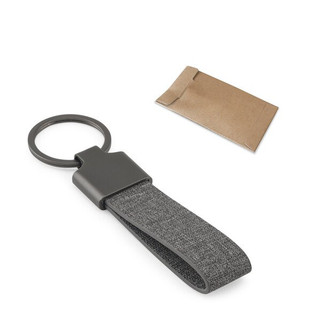 Rectangular-shaped keyring made of metal and recycled pet (30% recycled) - Egotier 95098