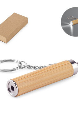 Egotier 95108 - Bamboo and ABS key ring with LED torch