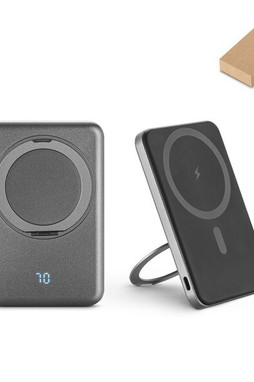 Egotier 97142 - 5000 mAh magnetic power bank with 15W superfast wireless charger in recycled ABS (100% rABS) with stand