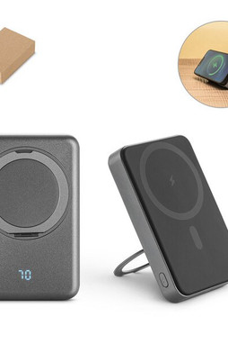 Egotier 97143 - 10000 mAh magnetic power bank with 15W superfast wireless charger in recycled ABS (100% rABS) with stand