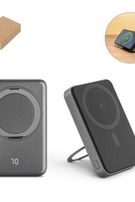 Egotier 97143 - 10'000 mAh magnetic power bank with 15W superfast wireless charger in recycled ABS (100% rABS) with stand