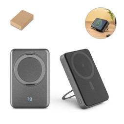 Egotier 97143 - 10000 mAh magnetic power bank with 15W superfast wireless charger in recycled ABS (100% rABS) with stand