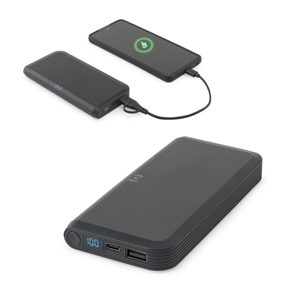 Egotier 97214 - 10.000 mAh power bank in recycled ABS (100% rABS) with 15W superfast wireless charger