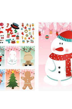 Egotier 98154 - Set of six sheets with Christmas figures and 3 sheets of stickers