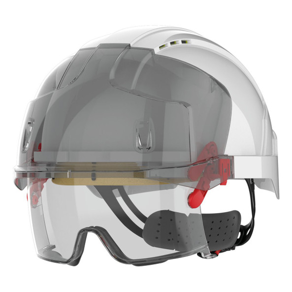 JSP JSAMB170 - EVO® VISTAlens™ safety helmet, micro-visor, ventilated, with built-in anti-fog, K&N anti-scratch over-glasses