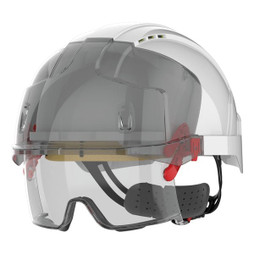 JSP JSAMB170 - EVO® VISTAlens™ safety helmet, micro-visor, ventilated, with built-in anti-fog, K&N anti-scratch over-glasses