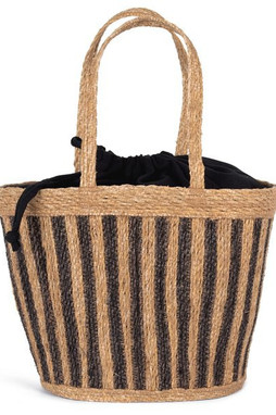 Kimood KINS135 - Sac panier rayé en jonc de mer