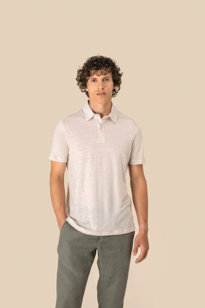 Spasso SP217 - Men's knitted linen polo shirt