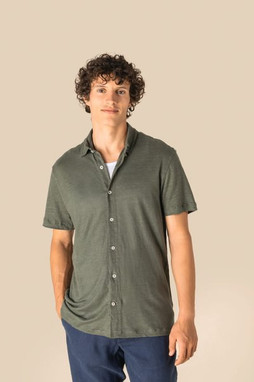 Spasso SP517 - Mens Linen Short-sleeved Shirt