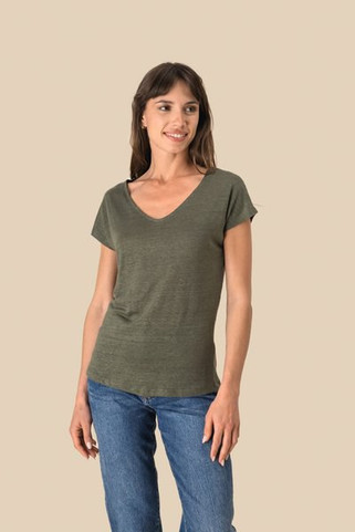 Spasso SP321 - Ladies V-neck linen t-shirt