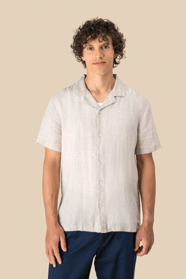 Spasso SP509 - Chemise à col bowling en lin homme