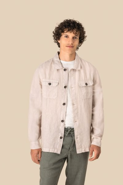 Spasso SP516 - Men's linen washed effect overshirt