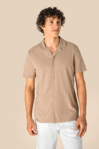 Spasso SP522 - Chemise écoresponsable à col bowling délavée en jersey manches courtes homme