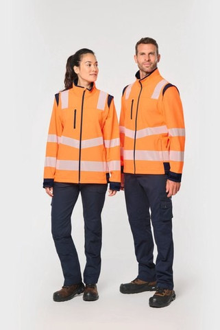 WK. Designed To Work WK460 - Recycled Safety Softshell jacket with detachable sleeves