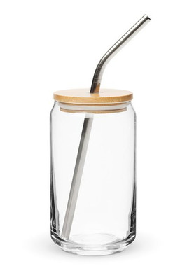 Can-Shaped Glass (16 oz) 16 oz With Lid & Straw - Egotier 690-19390