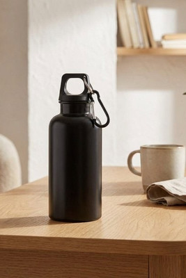 Oregon 400 ml solid colour RCS recycled plastic water bottle with carabiner  - EgotierPro 100863