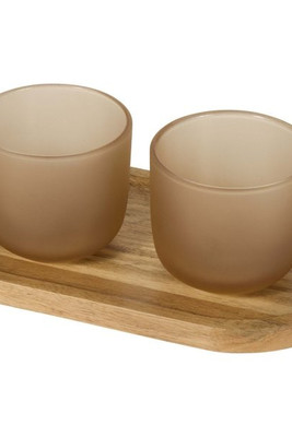 Seasons 126402 - Male wooden serving tray and glass cups set