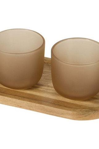 Seasons 126402 - Male sæt med serveringsbakke i træ og glaskopper