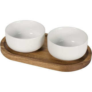 Seasons 126405 - Noa wooden tray and ceramic serving bowls set