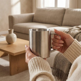 UTIL Recycled stainless steel mug - GiftRetail MO2621