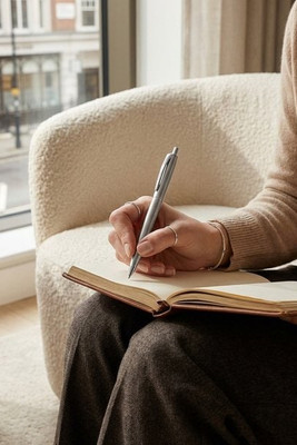 Stainless steel ballpoint pen (53% recycled), with shiny body - Egotier 91981