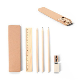 Versatile writing set consisting of pencil, sharpener, eraser and ruler - Egotier 91983