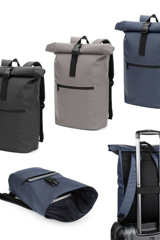Roll-Top-Rucksack aus PU mit Laptopfach, 16“ - Egotier 92534