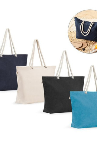 Beach bag in recycled cotton (70%) and recycled polyester (30%) (220 g/m²) - Egotier 92539