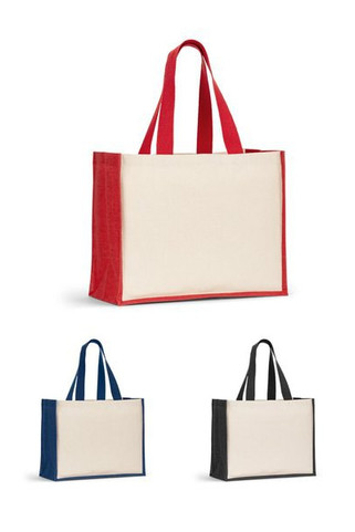 Canvas bag (320 g/m²), with bottom and sides in laminated jute (350 g/m²) in colors - Egotier 92577