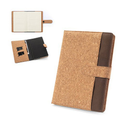 A5 folder in cork and recycled polyester (100% rPET) with removable notepad - Egotier 93658