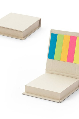 2-in-1 office set, made from 100% recycled paper, with 6 sticky notepads - Egotier 93664