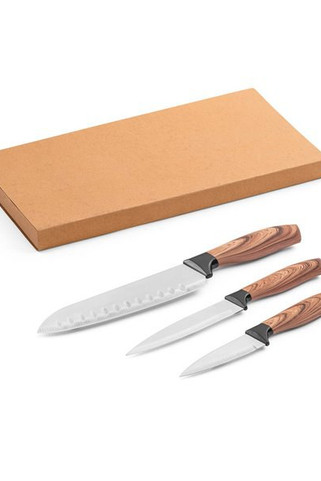 Set of 3 kitchen knives with stainless steel blades and ergonomic handles - Egotier 94395