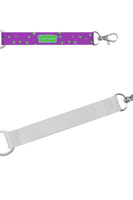 Lanyard'In 94421 - Short lanyard for sublimation printing, made from recycled polyester (100% rPET) with standard ring and carabiner clip