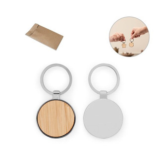 Porte-clés rond en zinc et bambou - Egotier 95119