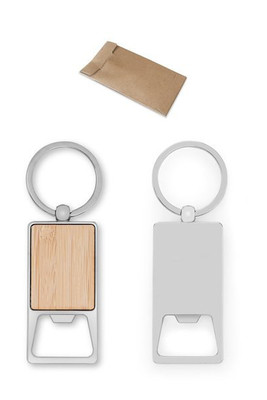 Rectangular iron keychain with bottle opener - Egotier 95121