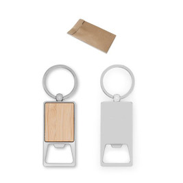 Rectangular iron keychain with bottle opener - Egotier 95121
