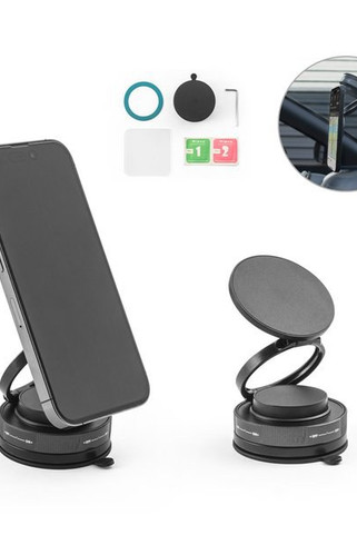Magnetic mobile phone holder with vacuum attachment system for smooth and non-smooth surfaces (360º rotation) - Egotier 97218