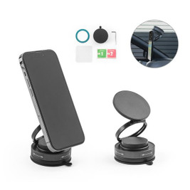 Magnetic mobile phone holder with vacuum attachment system for smooth and non-smooth surfaces (360º rotation) - Egotier 97218