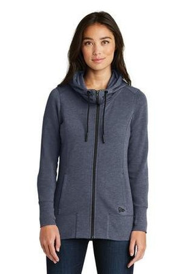 New Era LNEA511 - Sudadera con capucha de forro polar de mezcla triple para mujer con cremallera completa. LNEA511