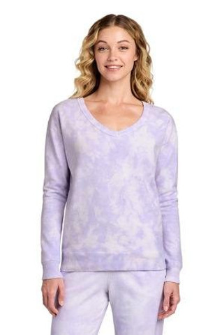 Port & Co LPC140V - Womens Beach Wash Cloud Tie-Dye V-Neck Sweatshirt LPC140V
