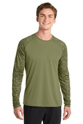 Sport-Tek ST460LS - Camiseta de manga larga con camuflaje digital. ST460LS