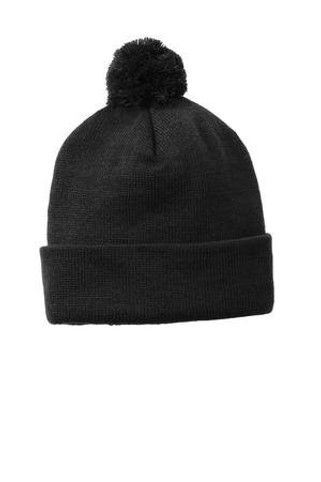 Sport-Tek STC37 - Solid Pom Pom Beanie. STC37