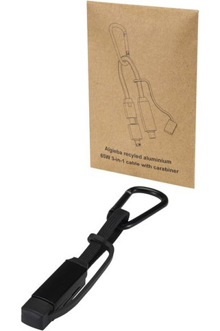 Algieba 65 W 3-in-1-Ladekabel aus recyceltem Aluminium mit Karabinerhaken - EgotierPro 124497