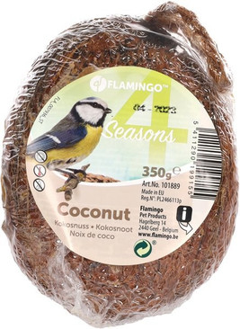 Flamingo f-101889 - Four SeasonsAlimentation noix de coco avec 3 trous Rempli - Oiseaux vivant à l'extérieur