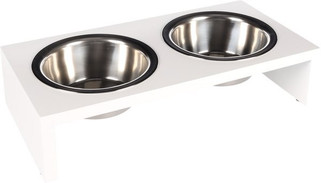 Flamingo f-1031110 - Gamelle pour la nourriture et leau Duo dinner support Rectangle Argent &