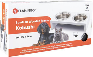 Flamingo f-1031111 - Gamelle pour la nourriture et leau Duo dinner support Rectangle Argent &