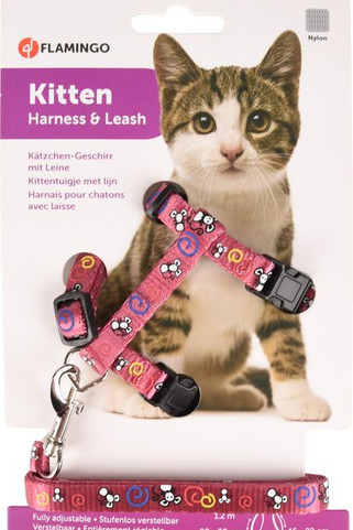 Flamingo f-1031360 - Harnais avec laisse Chaton Rose