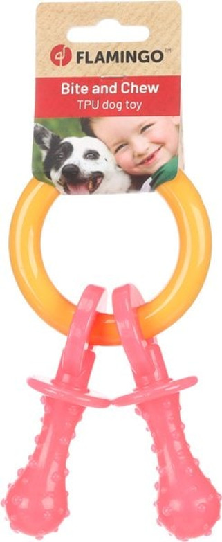 Flamingo f-503890 - Jouet Anneau Tétine Jaune foncé & Rose