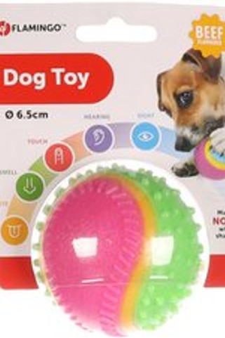 Flamingo f-517542 - Jouet Balle 5 Senses avec goût de bœuf